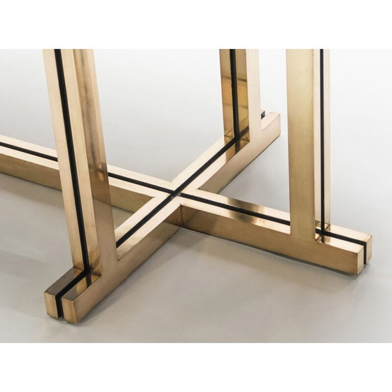 Image 1 of Rot lackierter Vintage-Tisch in Messing 1970