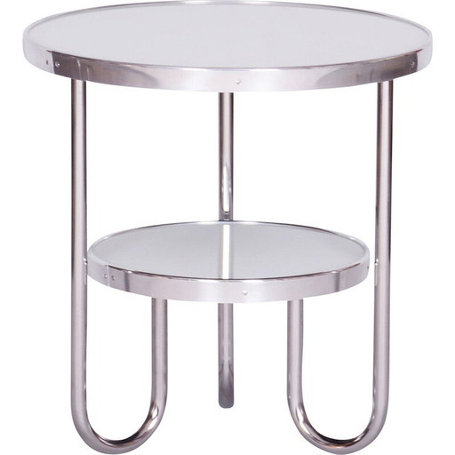 Vintage Bauhaus Tisch aus Chrom, Fichte und Glas für Kovona, Tschechoslowakei 1930