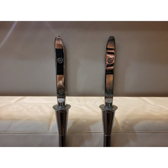 Image 1 of Vintage Hydra Castor 3-Sitzer-Sofa aus Chromstahl und weißem Leder von Luca Scacchetti für Casa Poltrona Frau