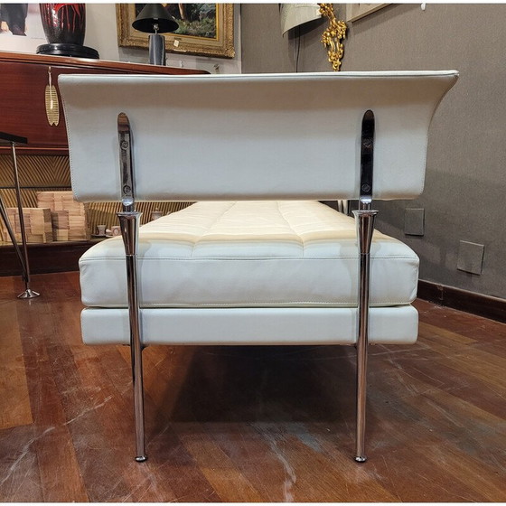 Image 1 of Vintage Hydra Castor 3-Sitzer-Sofa aus Chromstahl und weißem Leder von Luca Scacchetti für Casa Poltrona Frau