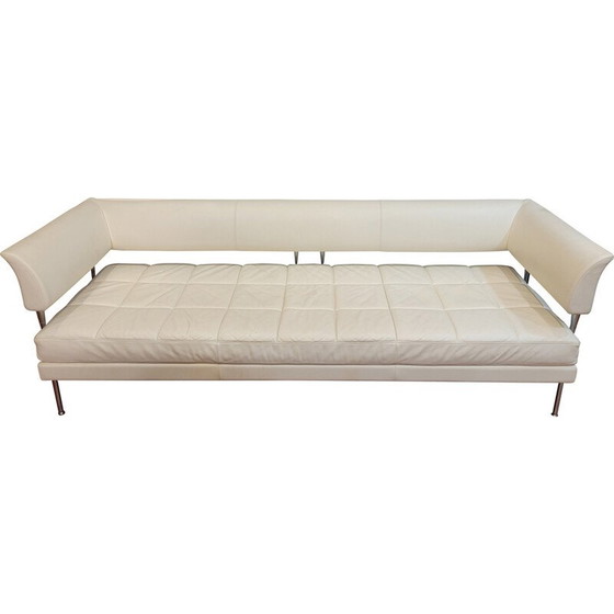 Image 1 of Vintage Hydra Castor 3-Sitzer-Sofa aus Chromstahl und weißem Leder von Luca Scacchetti für Casa Poltrona Frau