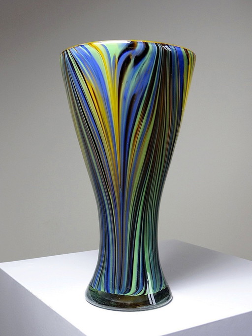 Missoni Murano Vase "Peacock Feather" Mehrfarbig 70er-80er Jahre