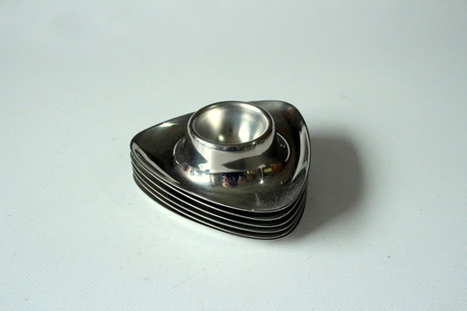 6 Dreieckige Eierbecher Wmf Edelstahl - Vintage