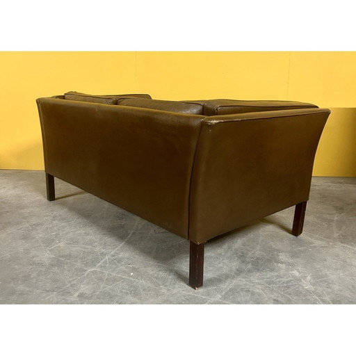 Vintage 2-Sitzer Sofa in braunem Leder für Stouby, Dänemark 1960