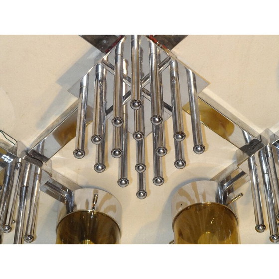Image 1 of Vintage Deckenlampe aus Metall und Glas, 1970