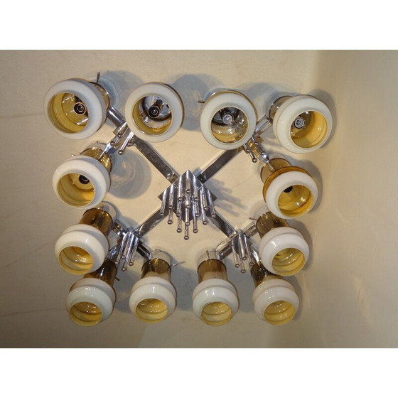 Image 1 of Vintage Deckenlampe aus Metall und Glas, 1970