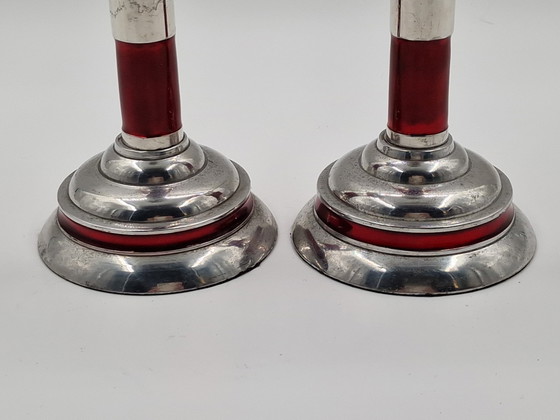 Image 1 of Paar industrielle Vintage-Kerzenständer in Form eines Leuchtturms