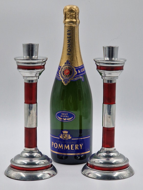 Image 1 of Paar industrielle Vintage-Kerzenständer in Form eines Leuchtturms