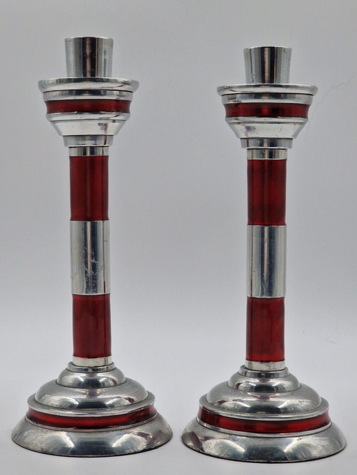 Paar industrielle Vintage-Kerzenständer in Form eines Leuchtturms