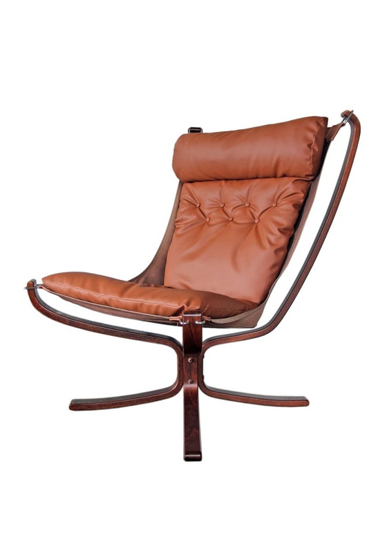 Image 1 of Falcon Sessel Und Sein Ottoman, Sigurd Ressell Für Vatne Mobler, 1970er Jahre