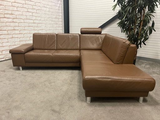 Musterring Brand Braun Echtleder Ecksofa