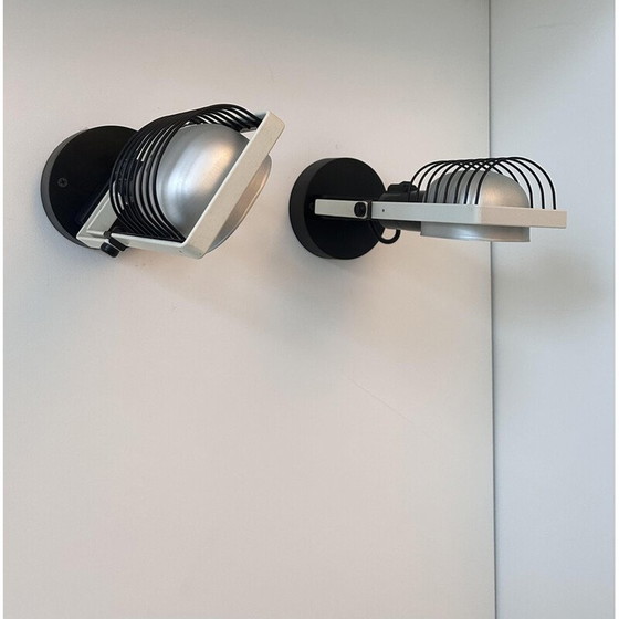 Image 1 of Paar verstellbare Wandleuchten Sintesi aus lackiertem Metall und Aluminium von Gismonti für Artemide, Italien 1975