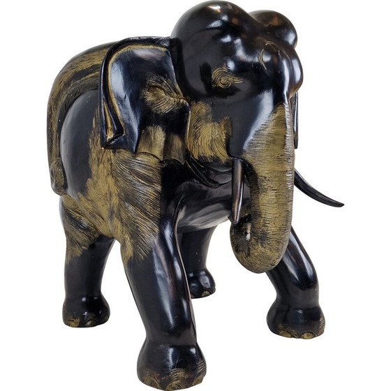 Image 1 of Asiatischer vintage Elefantenstuhl aus Holz, 1900er Jahre