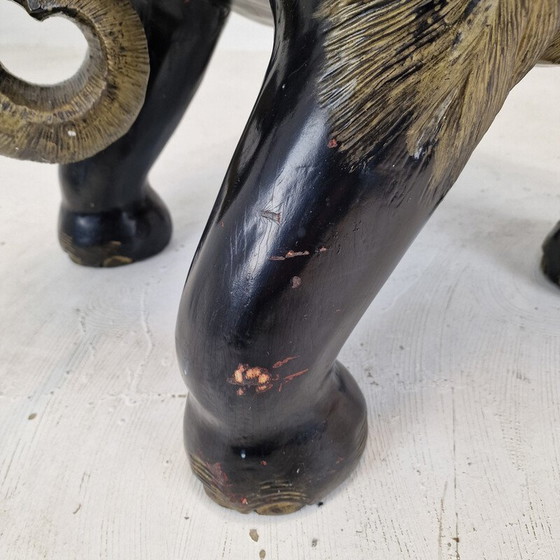 Image 1 of Asiatischer vintage Elefantenstuhl aus Holz, 1900er Jahre