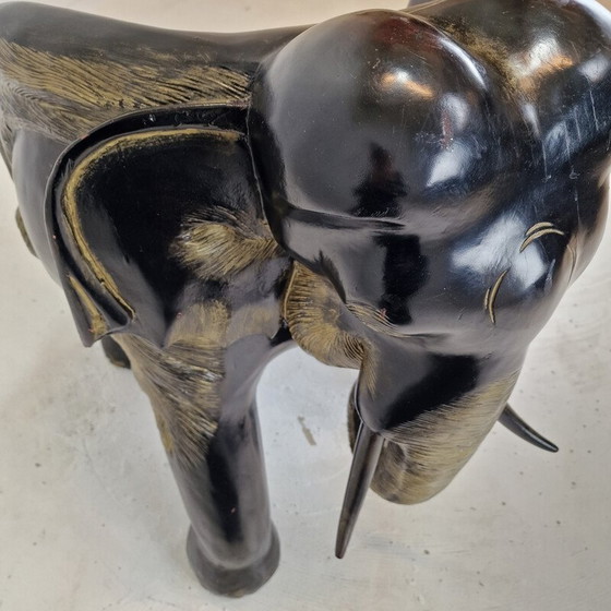 Image 1 of Asiatischer vintage Elefantenstuhl aus Holz, 1900er Jahre