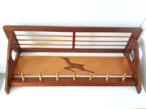 Vintage-Garderobe aus den 60er Jahren, Wandgarderobe aus dänischem Teakholz