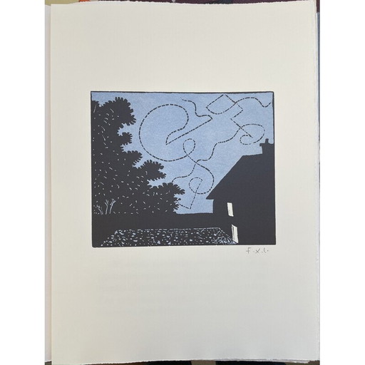 Alter Holzschnitt "Die Fledermaus" von François Xavier Lalanne, 2003er