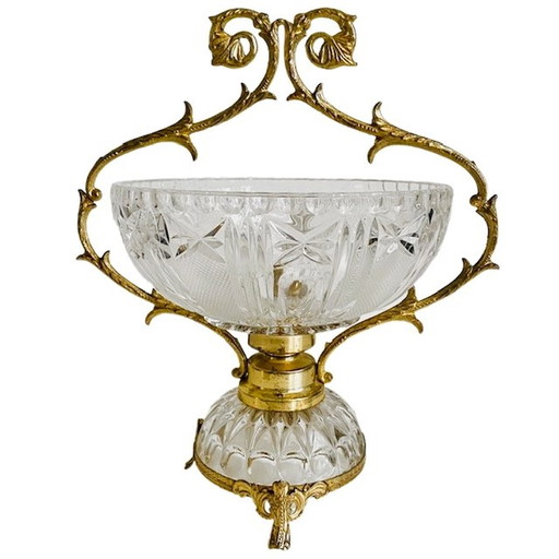 Vintage Rokoko Kristall Messing Hollywood Regency Bonbon Teller