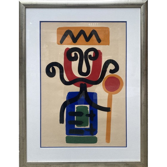 Image 1 of Alte Gouache auf Papier "Der König mit Schnurrbart" von Albert Chubac, 1960-1970
