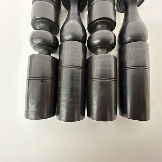 Image 1 of Set aus 4 handgedrehten Kerzenständern aus Ebenholz, 1900