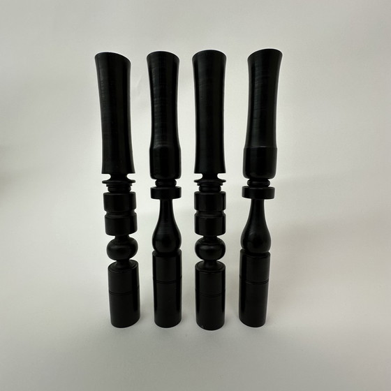 Image 1 of Set aus 4 handgedrehten Kerzenständern aus Ebenholz, 1900