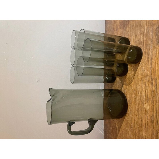 Image 1 of Orangeade-Set aus rauchgrauem Glas, 1970