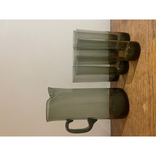 Orangeade-Set aus rauchgrauem Glas, 1970