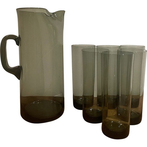 Image 1 of Orangeade-Set aus rauchgrauem Glas, 1970