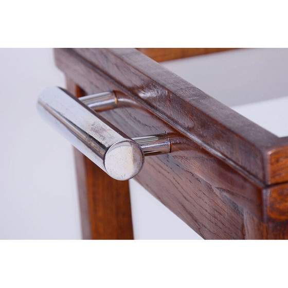 Image 1 of Art-Deco-Wagen aus Eiche und Glas von Thonet, Tschechoslowakei 1920