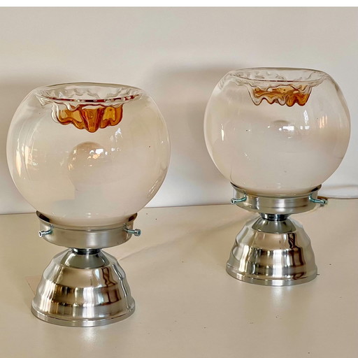 Paar Tischlampen Muranoglas