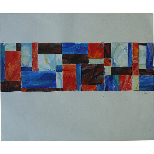 Vintage-Aquarell von Margareta Treutiger, Schweden 1977