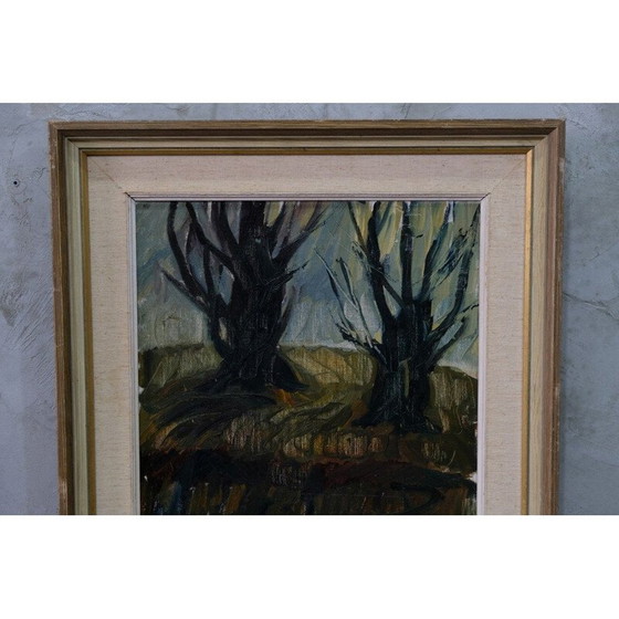 Image 1 of Ölgemälde einer alten Landschaft von Hildegard Schüller-Falk, Schweden 1960