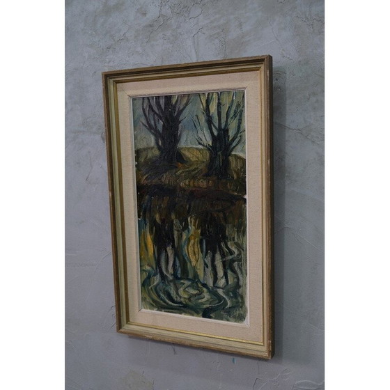 Image 1 of Ölgemälde einer alten Landschaft von Hildegard Schüller-Falk, Schweden 1960