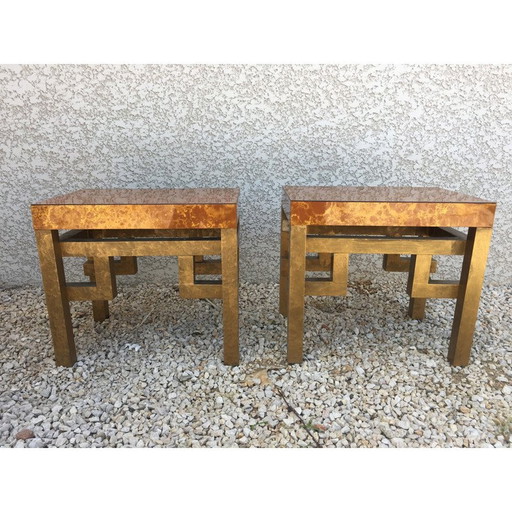 Paar Sofagarnituren aus goldfarbenem Melamin, 1970