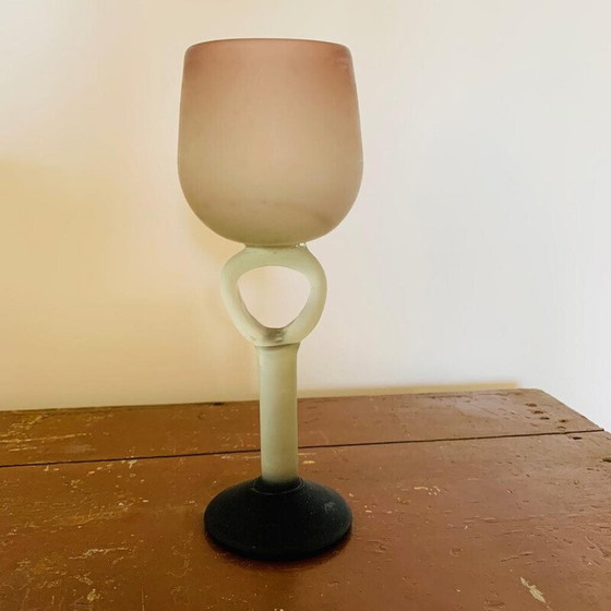 Image 1 of Satz von 4 Vintage-Fußpokalen und 1 Dekanter aus Glaspaste