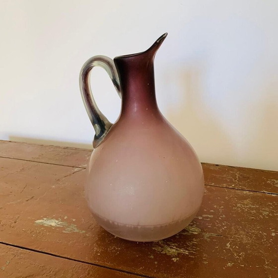 Image 1 of Satz von 4 Vintage-Fußpokalen und 1 Dekanter aus Glaspaste