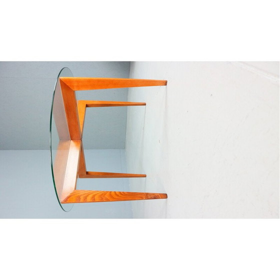 Image 1 of Vintage Couchtisch aus Eiche und Kristall von Gio Ponti für Isa Bergamo, Italien 1957