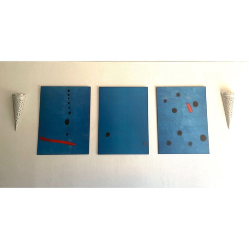 Satz von 3 abstrakten Tafeln im Vintage-Stil