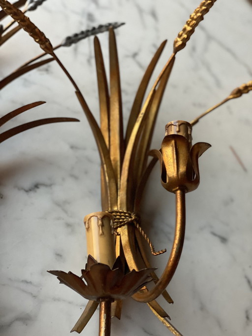 Hollywood Recency Hans Kogl Wandleuchten Gold Cornel