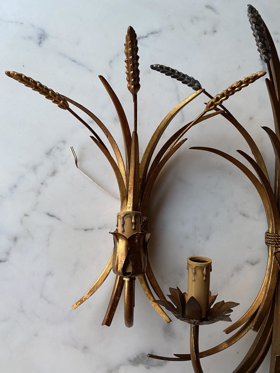 Image 1 of Hollywood Recency Hans Kogl Wandleuchten Gold Cornel
