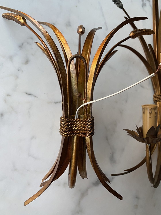 Image 1 of Hollywood Recency Hans Kogl Wandleuchten Gold Cornel