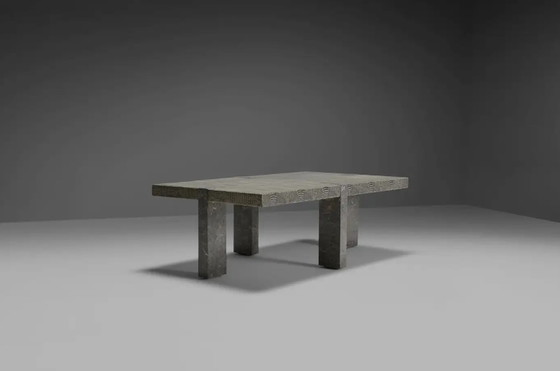 Image 1 of 1970er Kunstkrokodilleder und Marmor Couchtisch