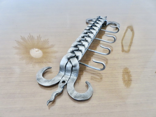 Geschirrtuchhalter, Brutalist, Schmiedearbeiten Aus Geflochtenem Stahl, 1970