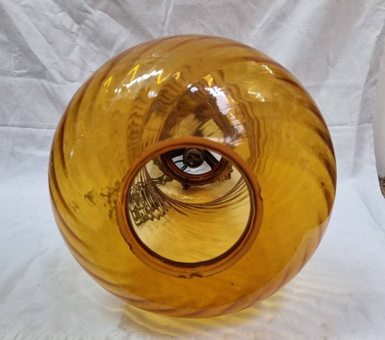 Image 1 of Hängeleuchte Aus Ambra-Glas & Bronze Von 1960