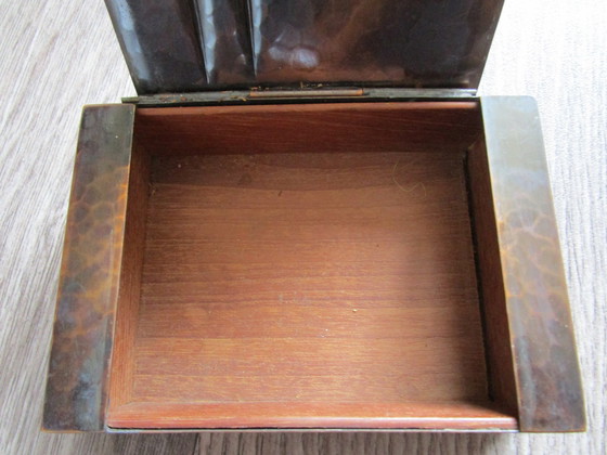 Image 1 of Schöne gehämmerte Kupfer Artdeco Zigarettenschachtel