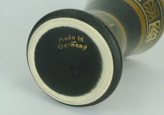 Image 1 of Dumler & Breiden Modernistische Vase aus den 1950er Jahren mit abstraktem Golddekor, Modell 103-18