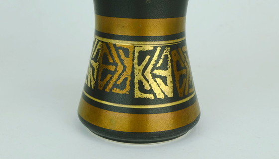 Image 1 of Dumler & Breiden Modernistische Vase aus den 1950er Jahren mit abstraktem Golddekor, Modell 103-18