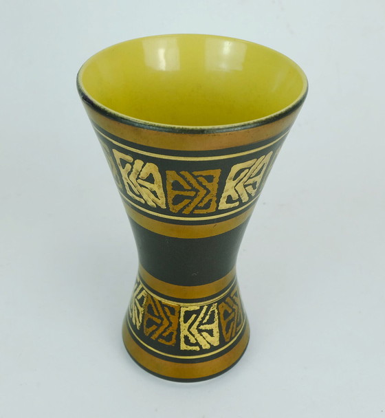 Image 1 of Dumler & Breiden Modernistische Vase aus den 1950er Jahren mit abstraktem Golddekor, Modell 103-18
