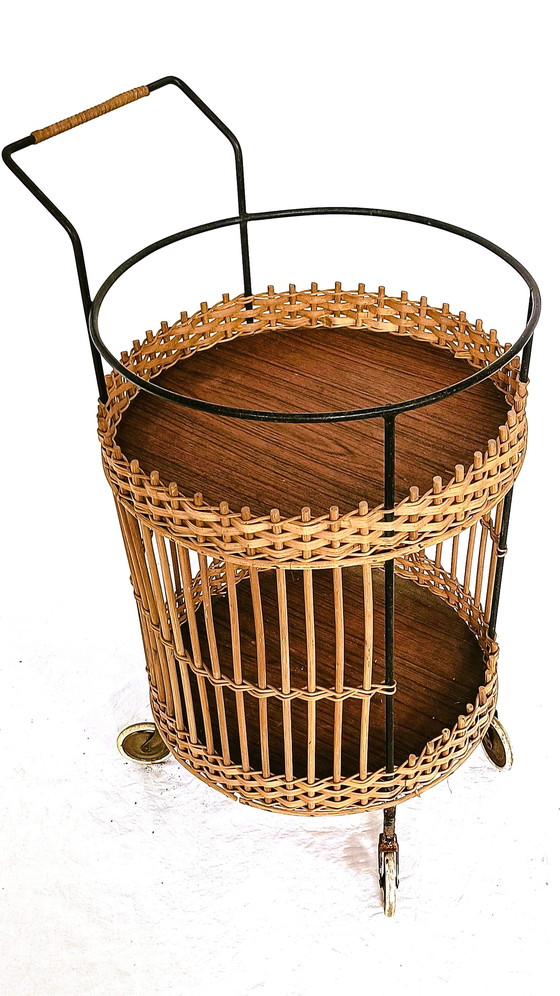 Image 1 of Vintage Servierwagen aus Rattan