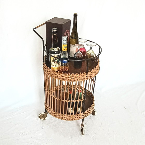 Image 1 of Vintage Servierwagen aus Rattan